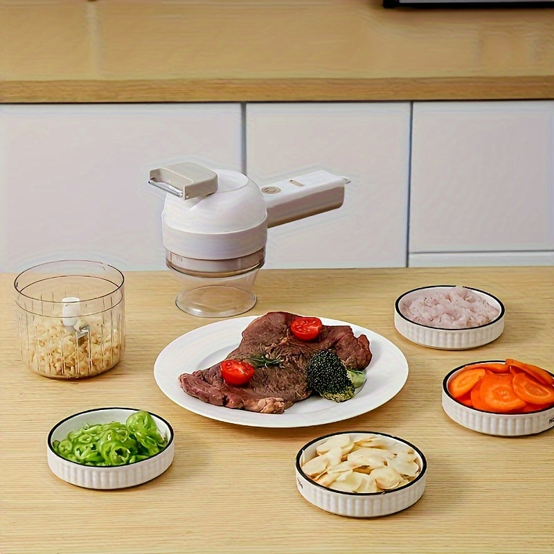 Wireless Electric Handheld Food Processor & Multi-Functional Food Chopper with Detachable Bowl - Powerful Motor, Ergonomic Handle, One-Touch Operation, Compact Design with Speed Control & Safety Lock, ABS Material for Vegetables, Meat, Nuts, Dough - Ideal