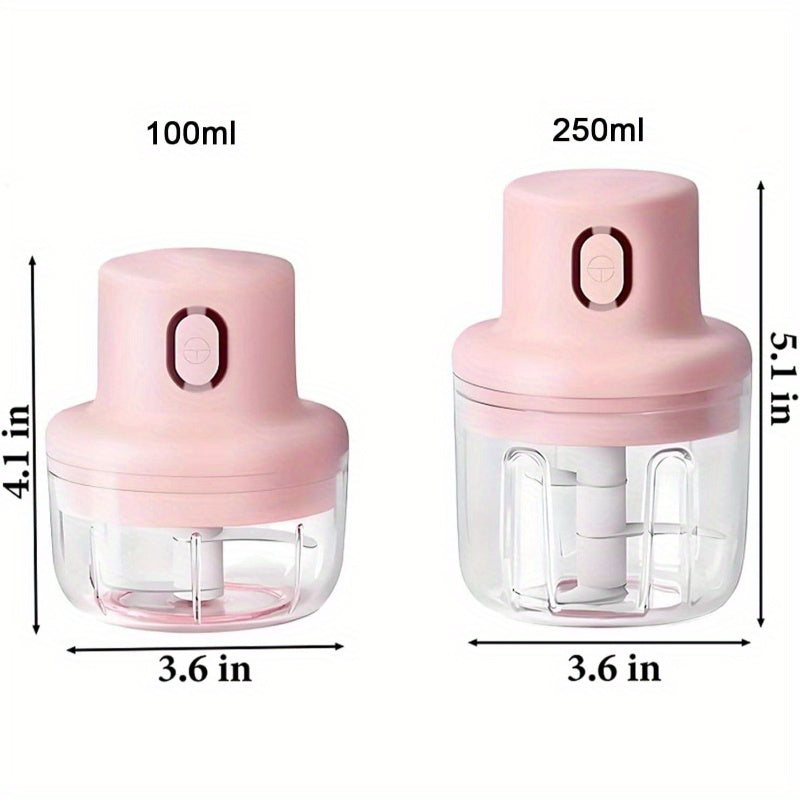 Wireless USB-Powered Food Processor & Garlic Chopper with 2-Cup Large Capacity, Ergonomic Lever & One-Touch Operation, Compact Design with Clear Lid & Safety Lock - Cordless Chopper for Vegetables, Onion, Tomato, Pepper, Herb, Soft Fruit - Ideal for Small