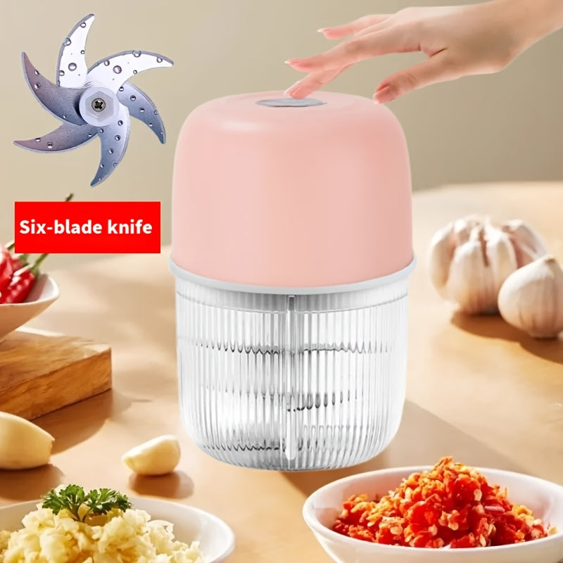 Electric Garlic Chopper, USB Rechargeable Electric Food Chopper, Mini Portable Vegetable Chopper, Garlic Grinder, Onion Chopper, Vegetable Blender, Suitable for Garlic, Ginger, Chili, Fruits, Meats, Etc. father gift