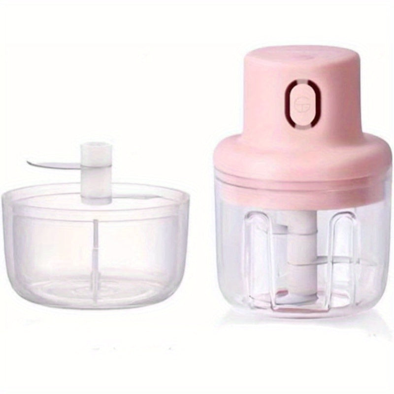 Wireless USB-Powered Food Processor & Garlic Chopper with 2-Cup Large Capacity, Ergonomic Lever & One-Touch Operation, Compact Design with Clear Lid & Safety Lock - Cordless Chopper for Vegetables, Onion, Tomato, Pepper, Herb, Soft Fruit - Ideal for Small
