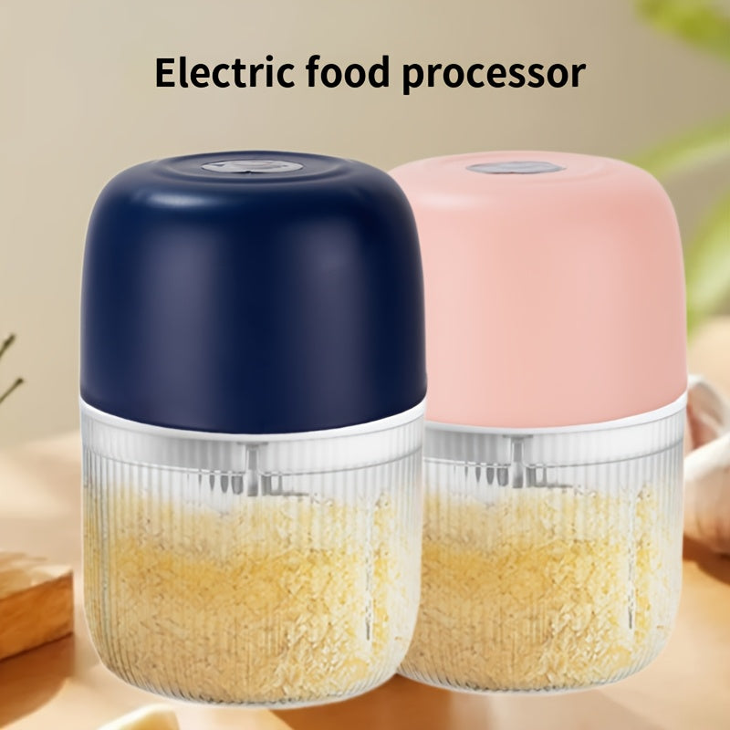 Electric Garlic Chopper, USB Rechargeable Electric Food Chopper, Mini Portable Vegetable Chopper, Garlic Grinder, Onion Chopper, Vegetable Blender, Suitable for Garlic, Ginger, Chili, Fruits, Meats, Etc. father gift