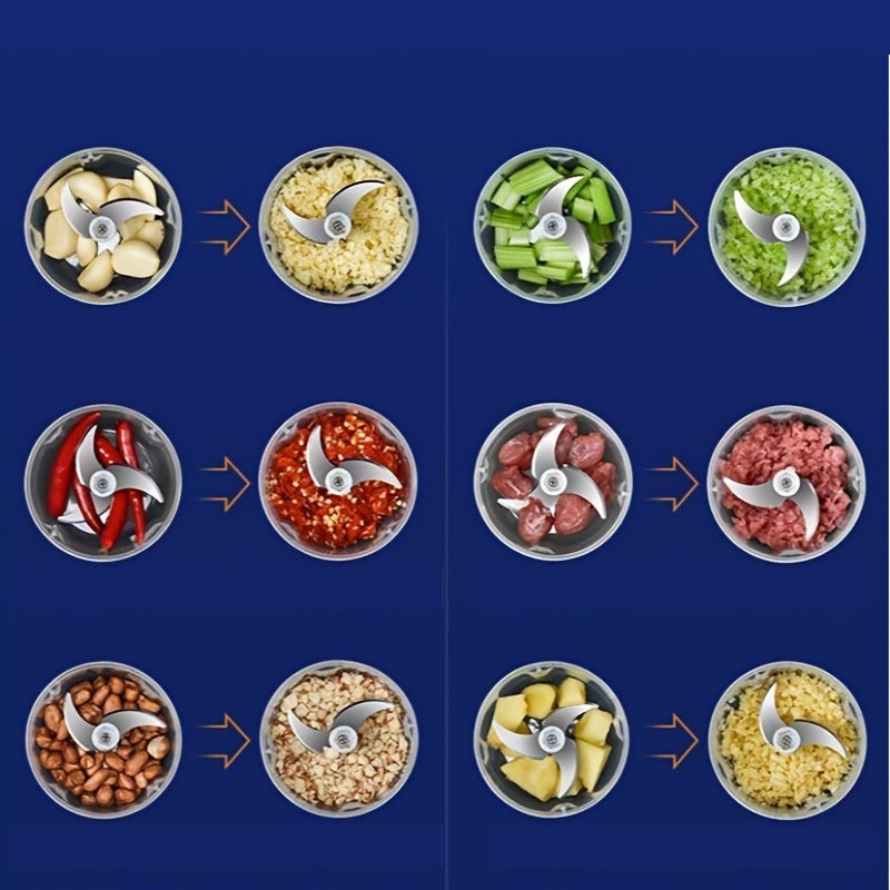 Electric Garlic Chopper, USB Rechargeable Electric Food Chopper, Mini Portable Vegetable Chopper, Garlic Grinder, Onion Chopper, Vegetable Blender, Suitable for Garlic, Ginger, Chili, Fruits, Meats, Etc. father gift