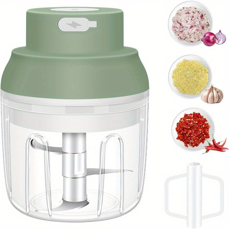 1-Touch Electric Garlic Chopper with USB-Powered 45W Motor & 8.45oz Large Cup - Heavy-Duty Mini Food Processor with Safety Lock, 304 Blade & BPA-Free Design, Portable for Garlic, Onion, Ginger, Chili, Meat, Nuts, Vegetables - Compact & Lightweight with