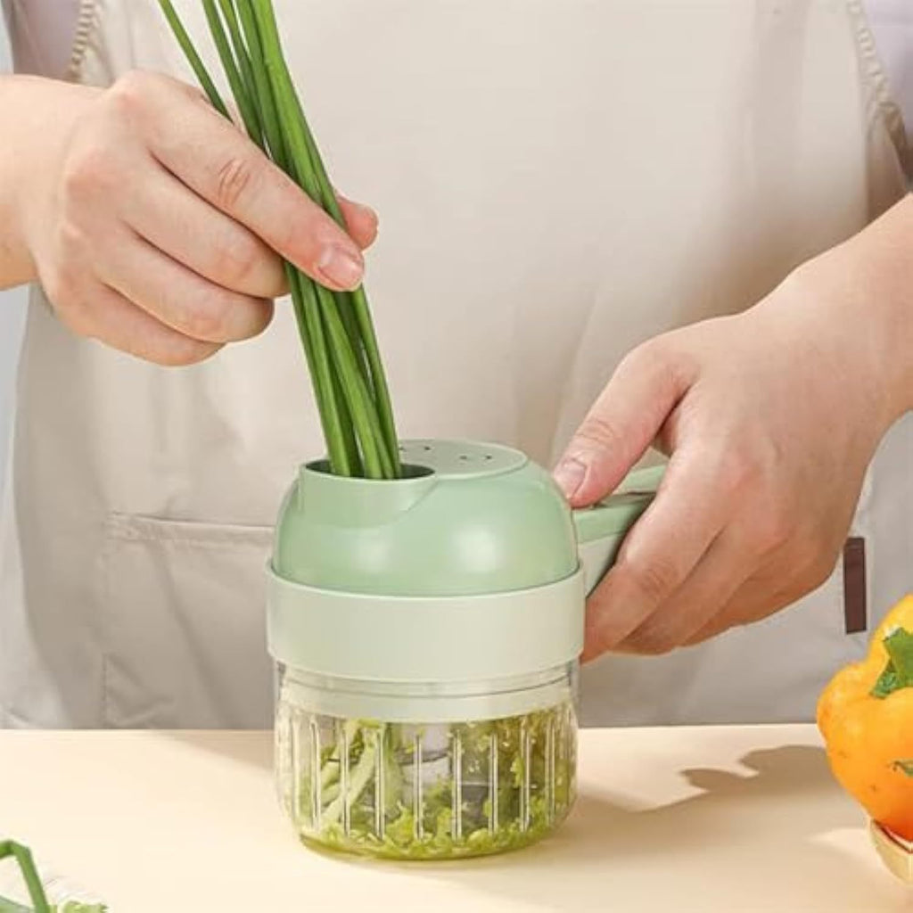 Multi-Functional Portable Electric Vegetable Cutter Set, Wireless Vegetable Processor for Garlic, Peppers, Onions, Celery, with Brush, Comes with Egg & Cream Beater., Electric Vegetable Slicer