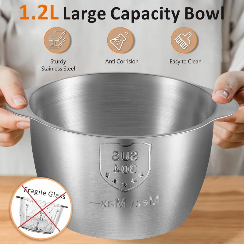 Food Processor Cordless Vegetable Chopper with 5 Cup Stainless Steel Bowl＆6000mAh USB Rechargeable Battery Electric Garlic Meat Choppers BPAfree Baby Food Processors Blender Mincer 2 Speeds White