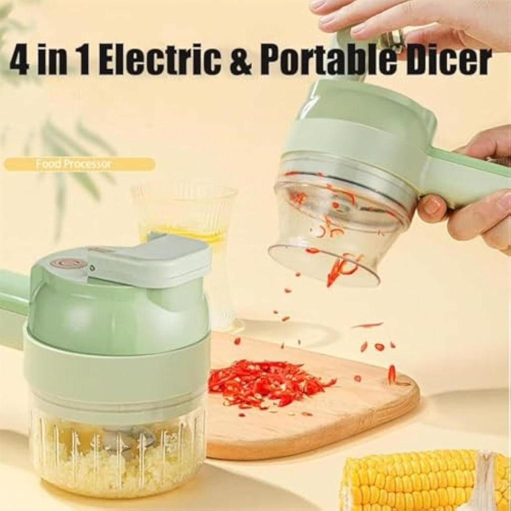 Multi-Functional Portable Electric Vegetable Cutter Set, Wireless Vegetable Processor for Garlic, Peppers, Onions, Celery, with Brush, Comes with Egg & Cream Beater., Electric Vegetable Slicer