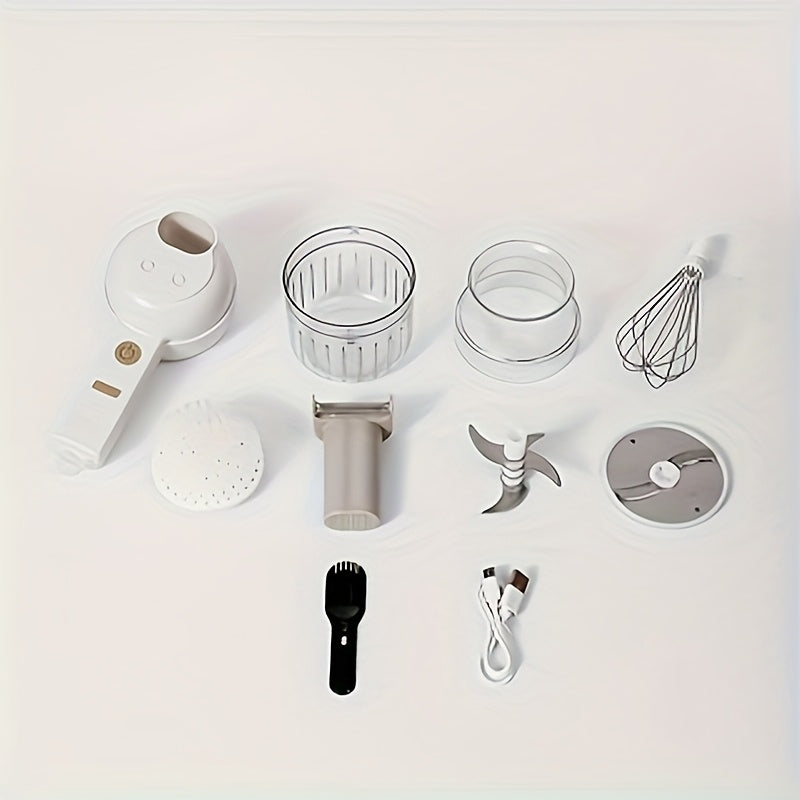 Wireless Electric Handheld Food Processor & Multi-Functional Food Chopper with Detachable Bowl - Powerful Motor, Ergonomic Handle, One-Touch Operation, Compact Design with Speed Control & Safety Lock, ABS Material for Vegetables, Meat, Nuts, Dough - Ideal