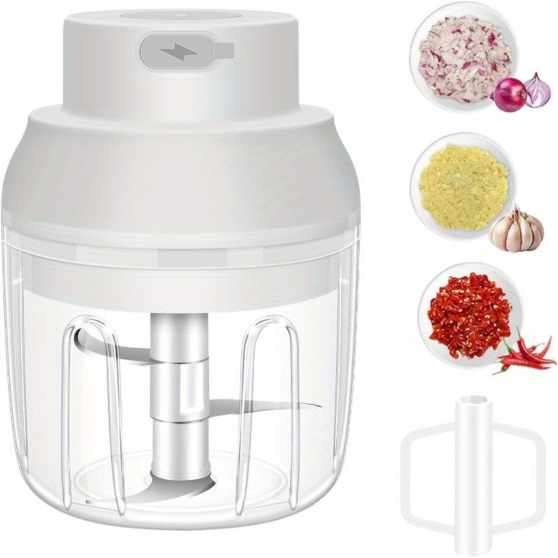 8.45oz Electric Garlic Chopper, a Compact Garlic Mincer with an Egg Beater, Perfect for Chopping Vegetables, Grinding Garlic, Mashing Onions, And More. This Usb-Powered Small Food Processor Is Ideal for Garlic, Ginger, Chili, And Other Ingredients.,