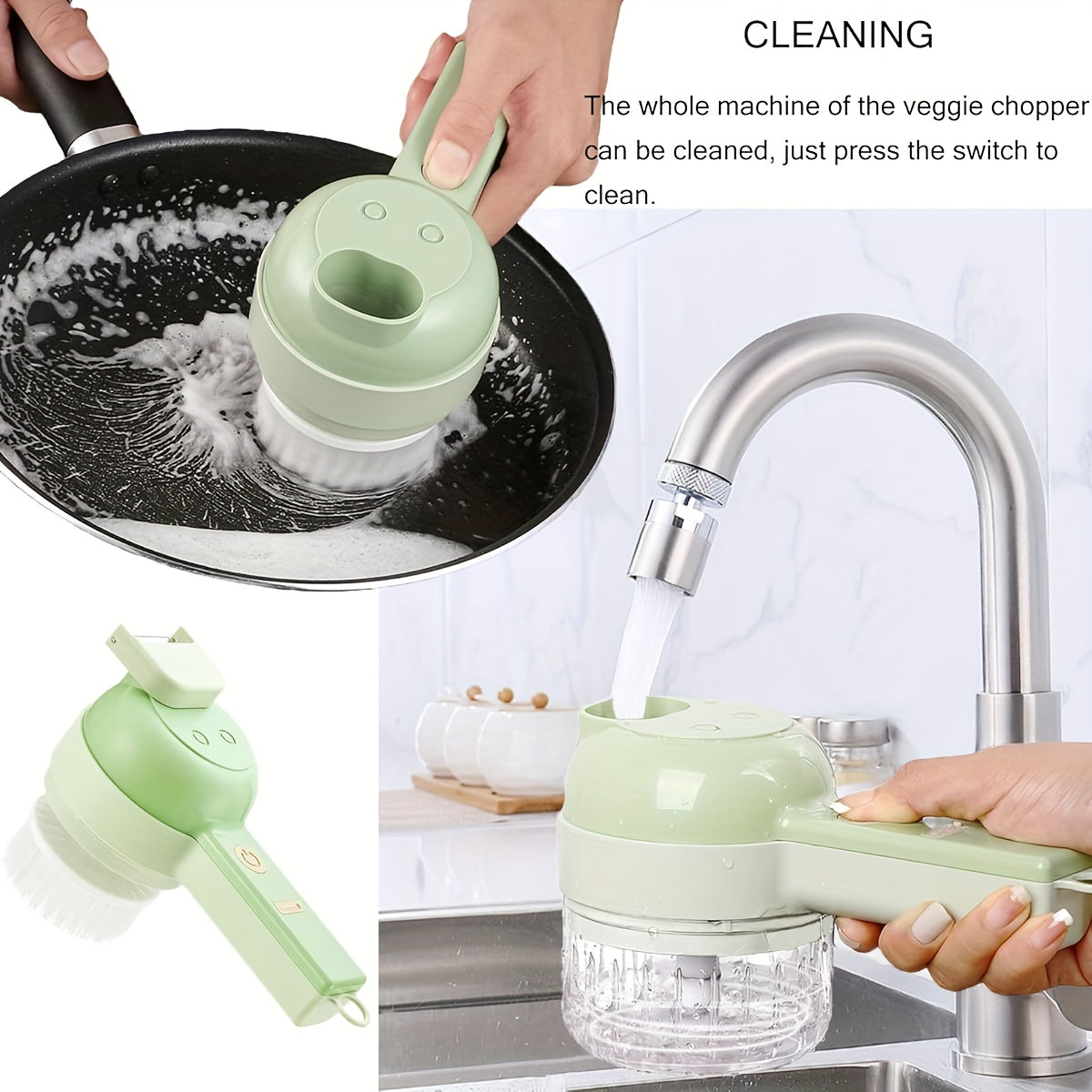 Multi-Functional Portable Electric Vegetable Cutter Set, Wireless Vegetable Processor for Garlic, Peppers, Onions, Celery, with Brush, Comes with Egg & Cream Beater., Electric Vegetable Slicer