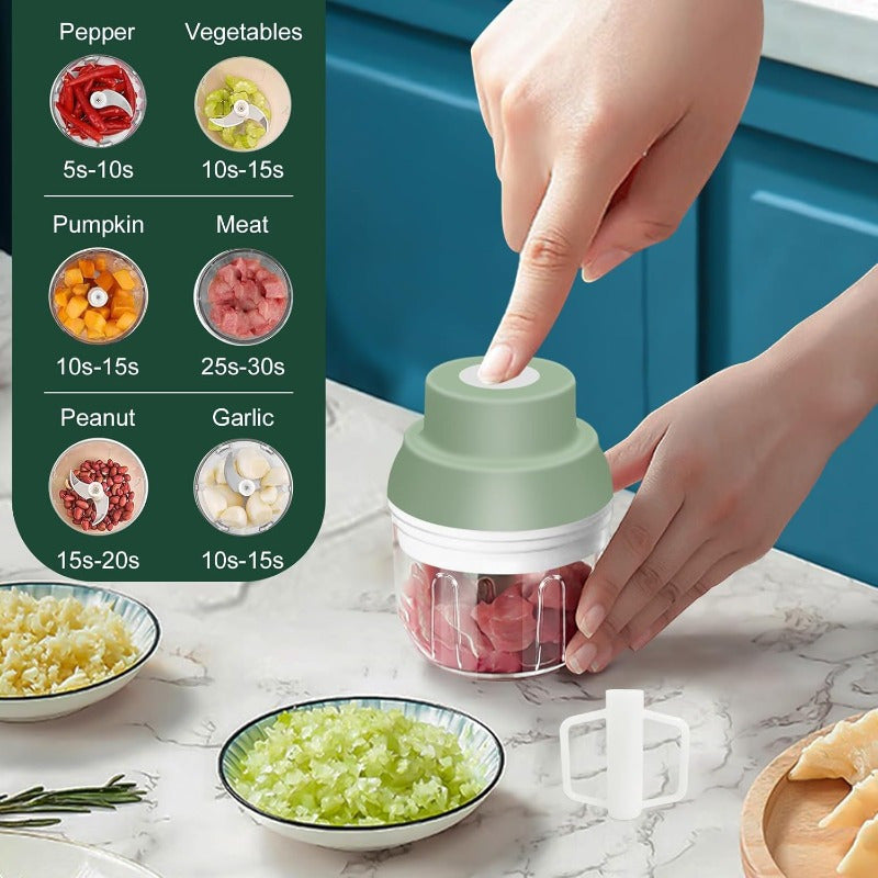 1-Touch Electric Garlic Chopper with USB-Powered 45W Motor & 8.45oz Large Cup - Heavy-Duty Mini Food Processor with Safety Lock, 304 Blade & BPA-Free Design, Portable for Garlic, Onion, Ginger, Chili, Meat, Nuts, Vegetables - Compact & Lightweight with