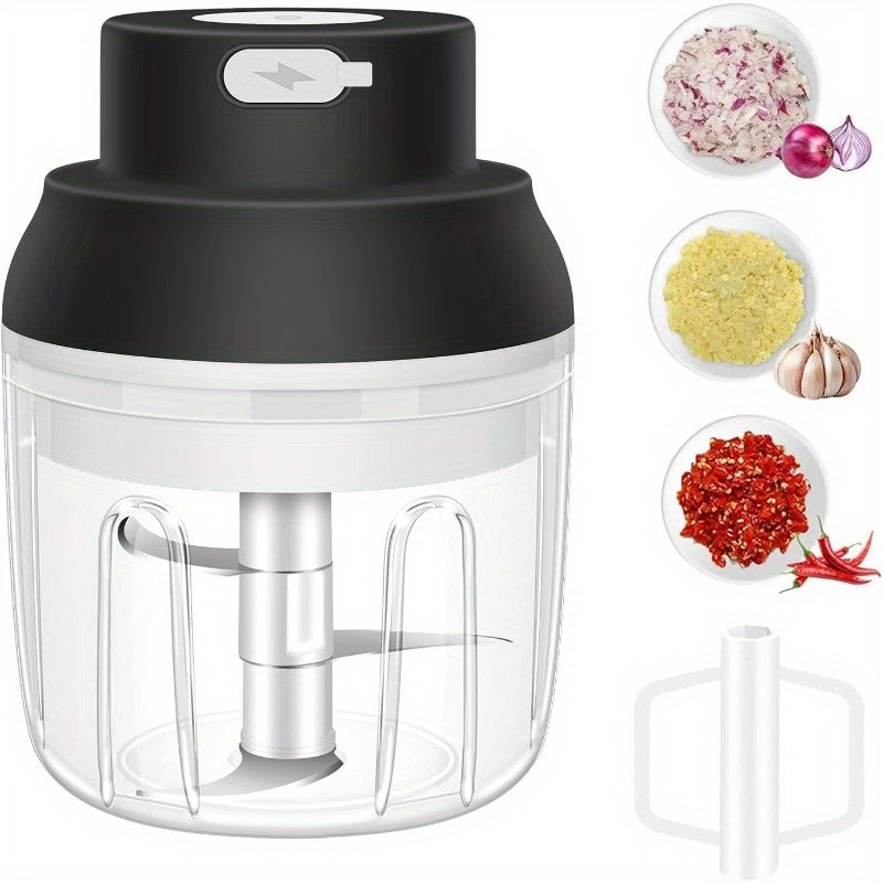8.45oz Electric Garlic Chopper, a Compact Garlic Mincer with an Egg Beater, Perfect for Chopping Vegetables, Grinding Garlic, Mashing Onions, And More. This Usb-Powered Small Food Processor Is Ideal for Garlic, Ginger, Chili, And Other Ingredients.,